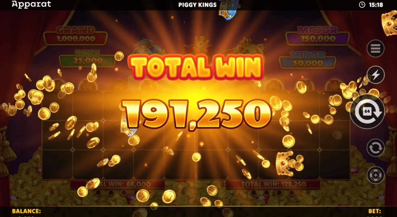Piggy Kings - pobjednički ekran u Free Games
