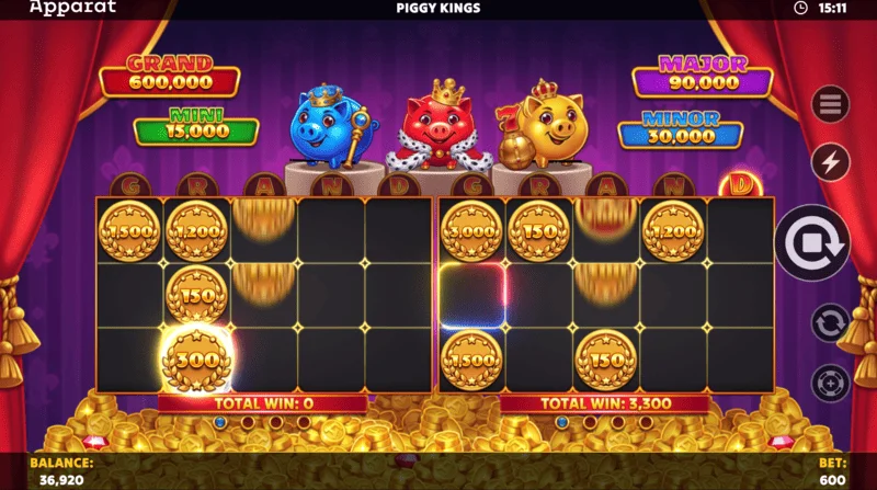 Piggy Kings - meni postavki i raspon uloga